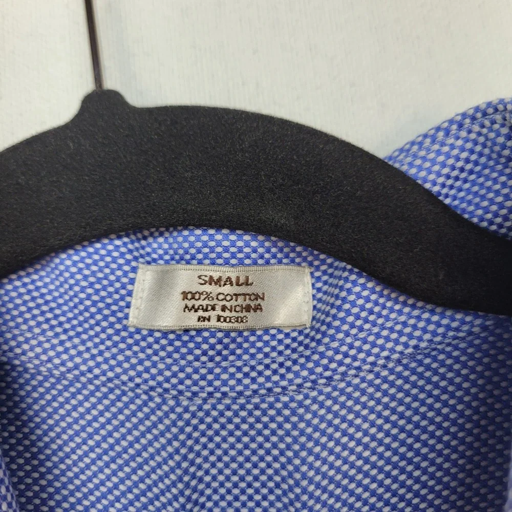 Peter Millar Button Down Shirt Mens S Blue Nanoluxe Easycare Micro Check Cotton